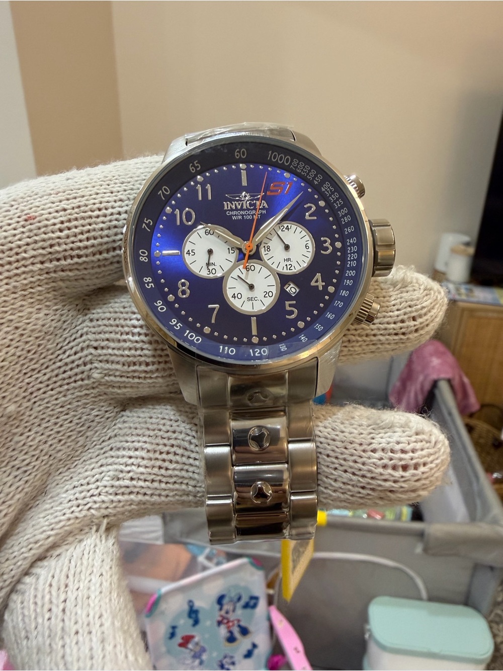 Invicta S1 Rally 23080 Chronograph Blue Dial Steel Mens Quartz Watch FULL SET